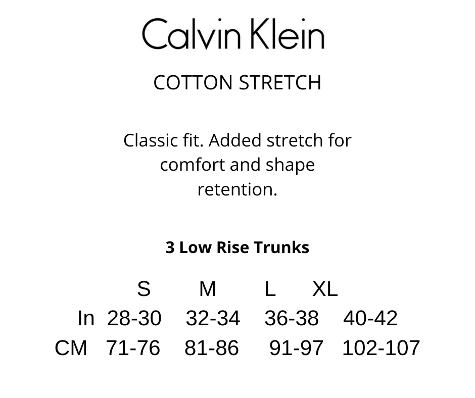 Calvin Klein - 3 Pack Low Rise Trunks - Cotton Stretch