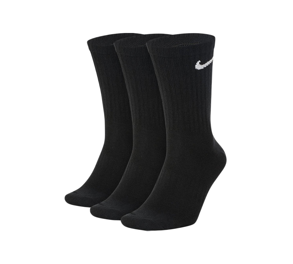 Nike Men's Everyday Lightweight Training Crew Socks 3 Pairs Black/White UK S-XL