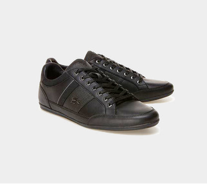 LACOSTE CHAYMON 118 1 CAM BLK/DK GRY LEATHER TRAINERS UK 6-11