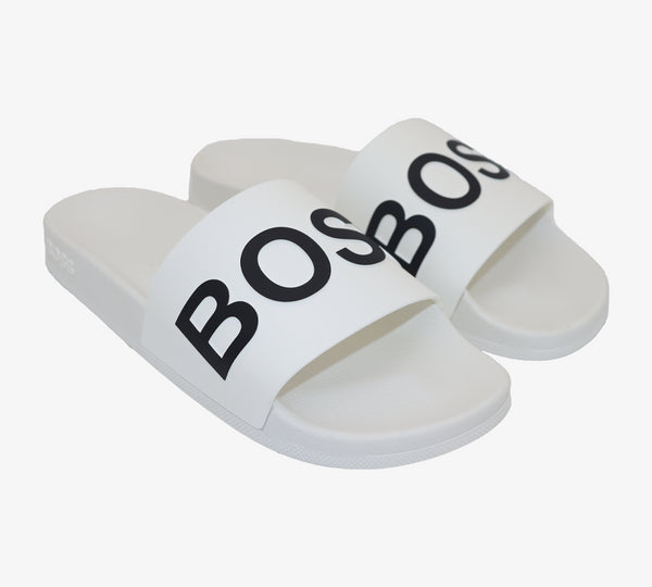 Mens white hotsell hugo boss sliders