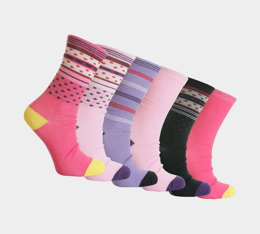 Womens Coloured Design Socks L10743 Smart Suit Work Golf Cotton Blend Socks