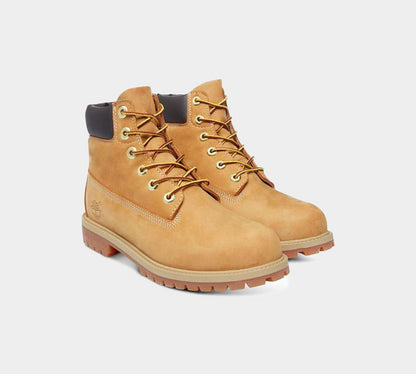 Timberland Junior 6" Premium Lace Up Boots Wheat Nubuck