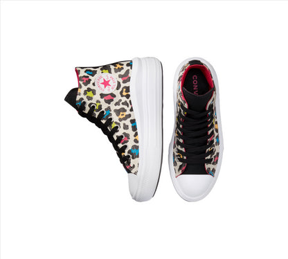 Converse Leopard Print Chuck Taylor Kids All Star Move 272376C Shoes Egret/Black UK Size 3-5.5