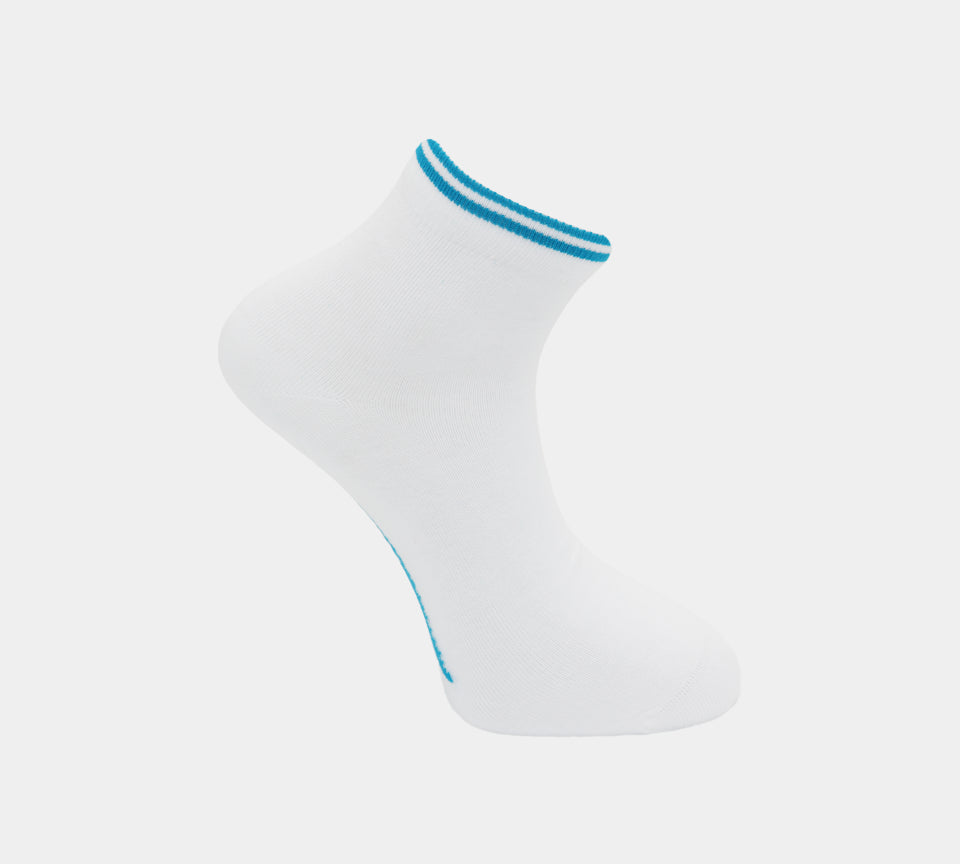 Lacoste 2 paires de chaussettes basses en jersey de coton mélangé RA8495 00 YM1 Blanc/Bleu UK 3.5-11
