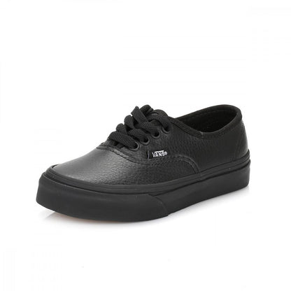 Vans Authentic (Leather) Black/Black V18RL3B Juniors UK 10-12