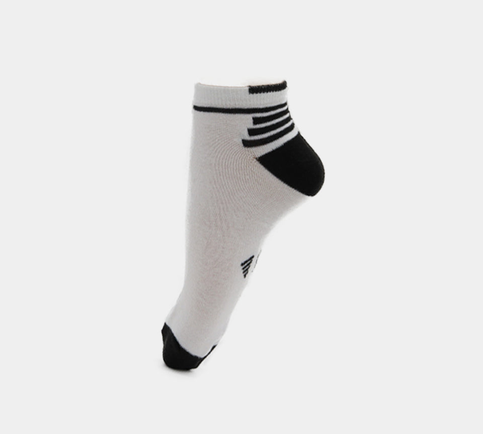 Cotton Rich Performance Design Trainer Liner Ankle Socks Black/White/Grey UK 6-11