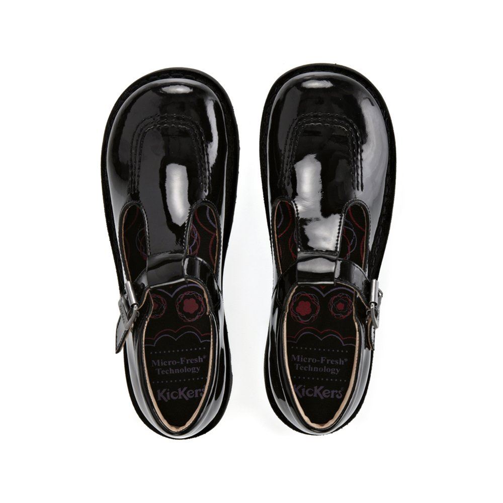 Kickers Classic Kick T-Bar Patent Black 112532 School Shoes