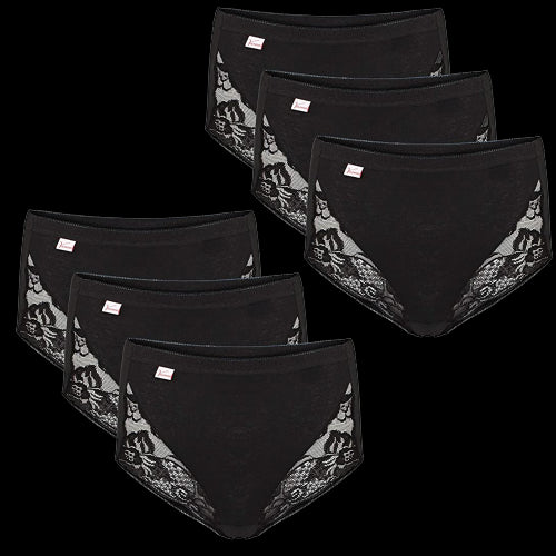 6 Pack Valentina Women's Plus Size Lace Briefs Black