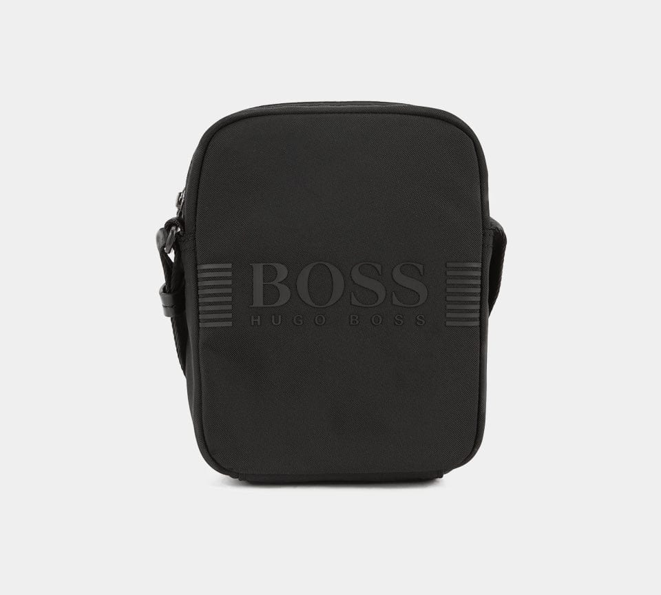 Hugo Boss Reporter Bag in Structured Nylon with Printed Logo
