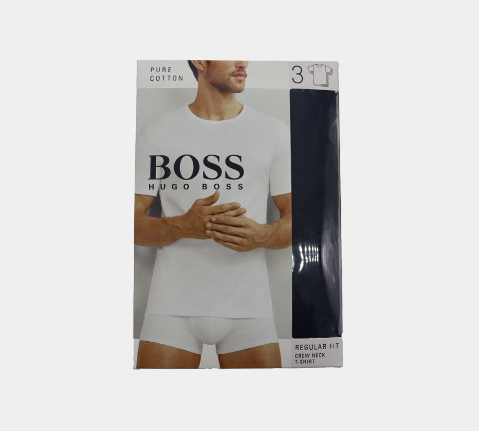 Hugo Boss 3-Pack Regular Fit Crew Neck Cotton 50325887497 T-shirt Black/Grey/Blue UK S-XL