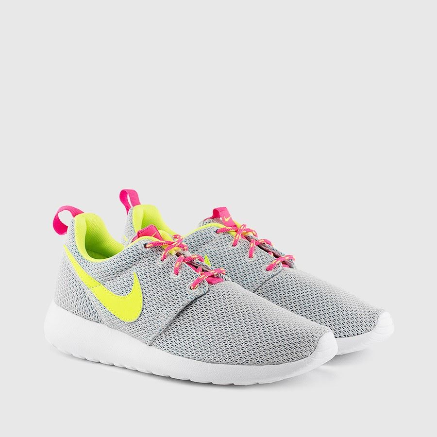 Nike Rosherun (GS) Grey/Neon Green/Pink 599729 008 UK