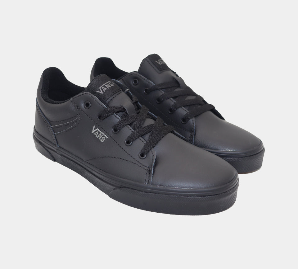 Black leather clearance vans for girls