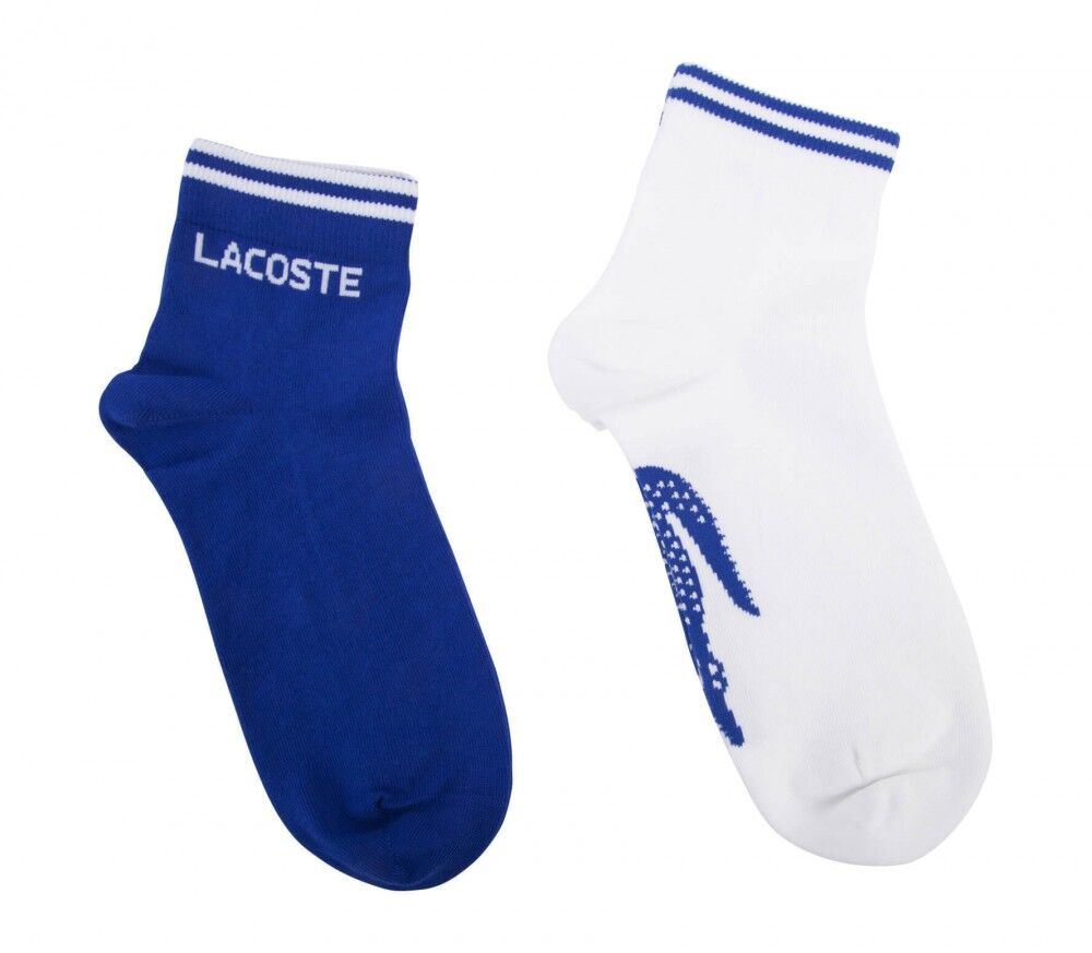 Lacoste Mens Low Cut Ankle Fashion Sport Socks Blue & White