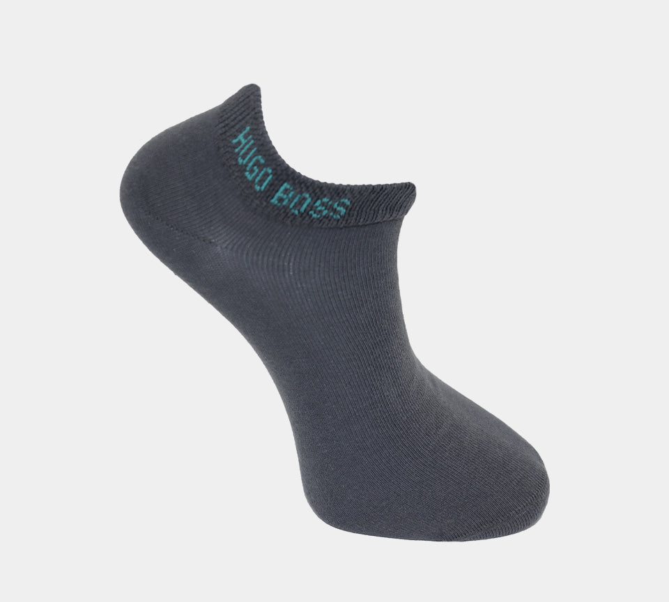 Hugo Boss Two-Pack 50428744 035 Cotton Blend Ankle Socks Grey/Turquoise UK 5.5-11
