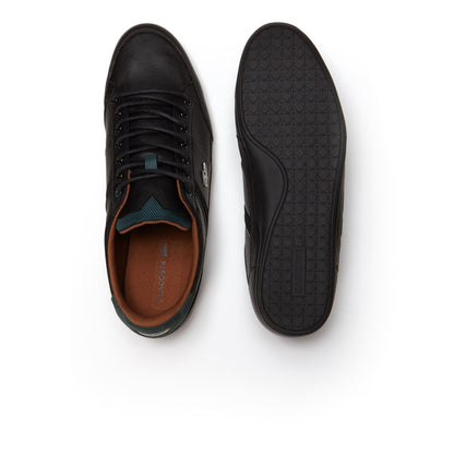 LACOSTE CHAYMON LEATHER TRAINERS BLACK/TAN