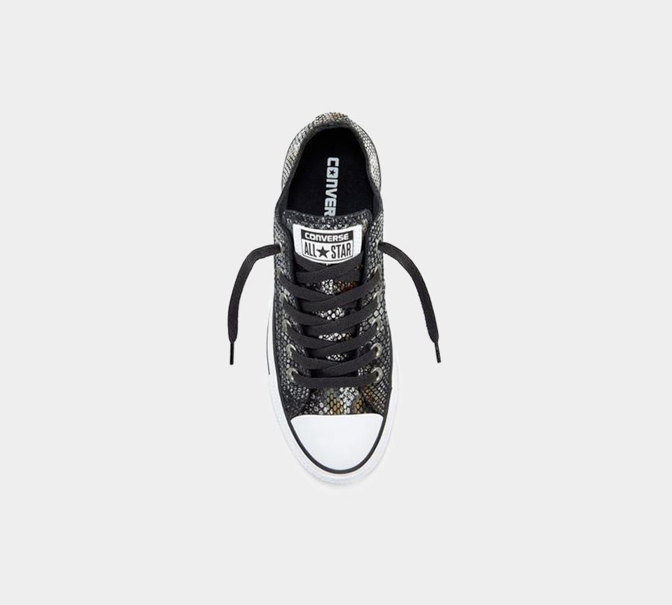 CONVERSE CTAS OX 557981C SNAKE SKIN BLK/BLK/WHT LEATHER TRAINERS