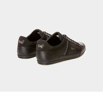 LACOSTE CHAYMON 118 1 CAM BLK DK GRY LEATHER TRAINERS