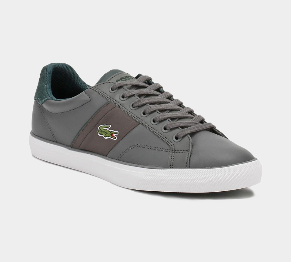 LACOSTE FAIRLEAD LEATHER TRAINERS DARK GREY ViviFashion