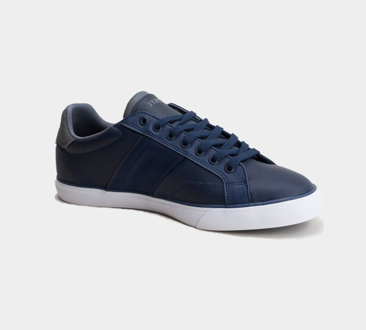 LACOSTE FAIRLEAD LEATHER TRAINERS NAVY