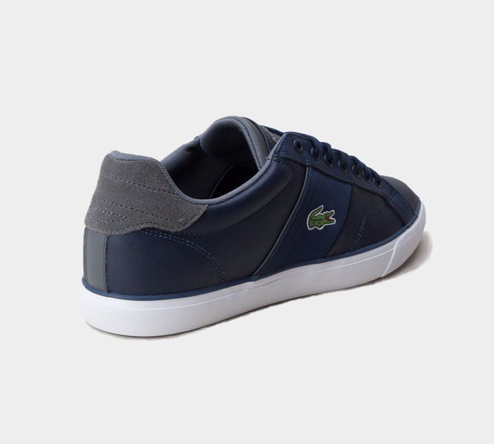 LACOSTE FAIRLEAD LEATHER TRAINERS NAVY