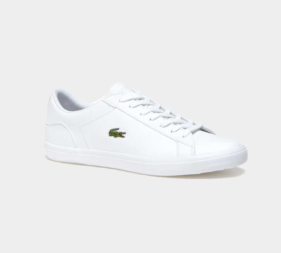 LACOSTE LEROND MONOCHROME LEATHER TRAINERS WHITE