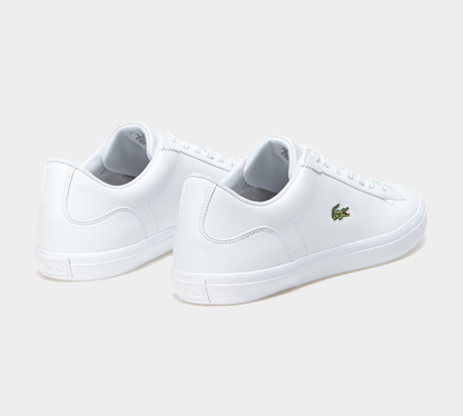 LACOSTE LEROND MONOCHROME LEATHER TRAINERS WHITE