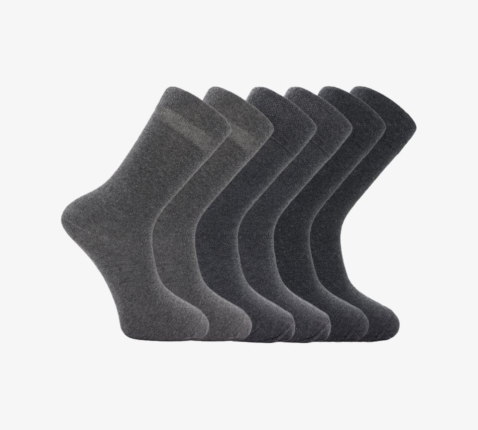 Non Elastic Men's 6 & 12 Pairs Diabetic M10524 Socks Black/Grey/White UK 6-11