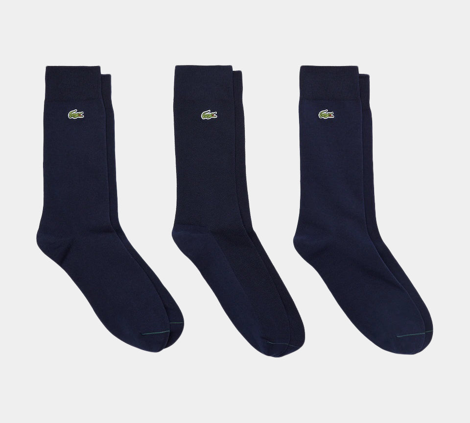 Lot de 3 paires de chaussettes Lacoste Cotton Blend RA4744 00 802 Bleu marine/Vert