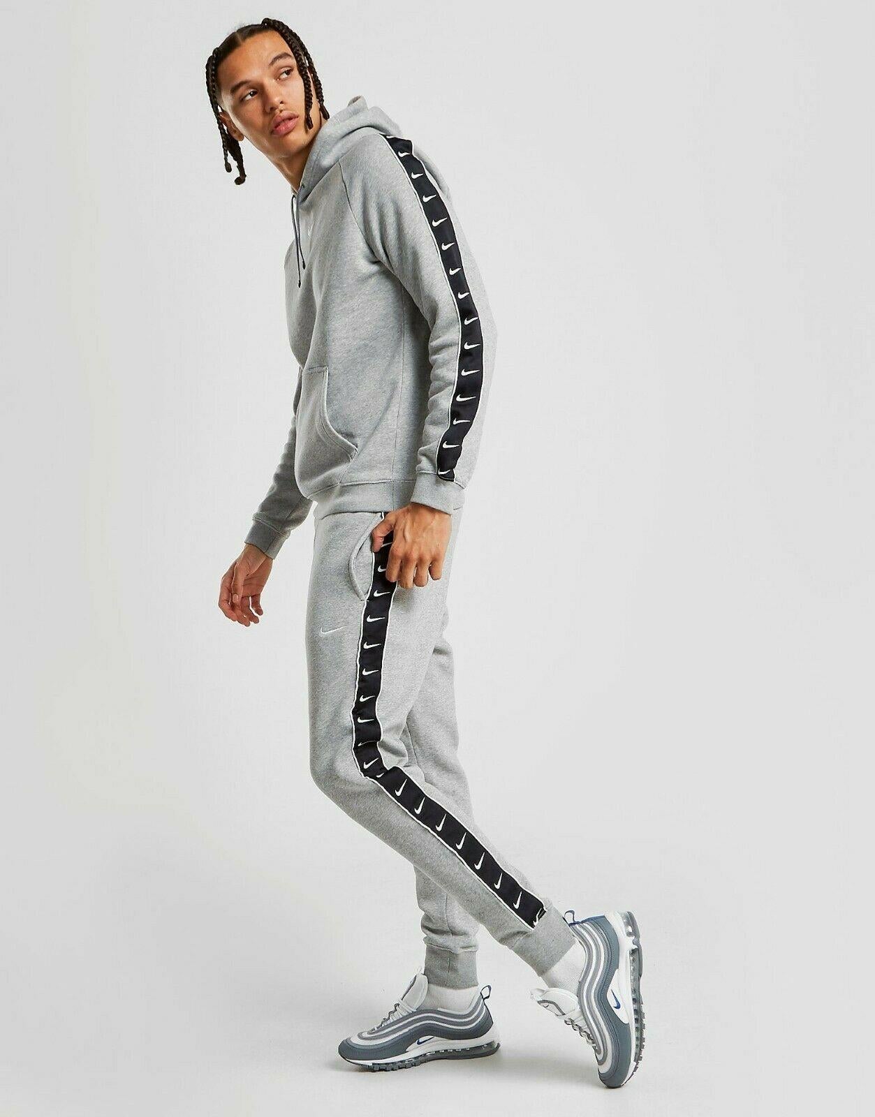 Ijver Raak verstrikt Plasticiteit Nike Taped Swoosh Overhead Full Tracksuit Fleece Tracksuit Set Grey S- –  ViviFashion