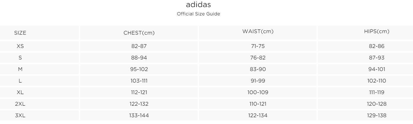 Adidas originals hoodie shop size chart