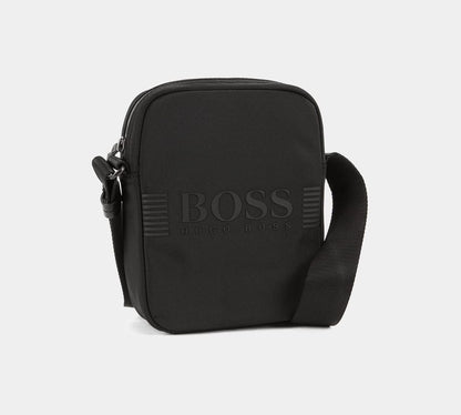 Hugo Boss Reporter Bag in Structured Nylon with Printed Logo