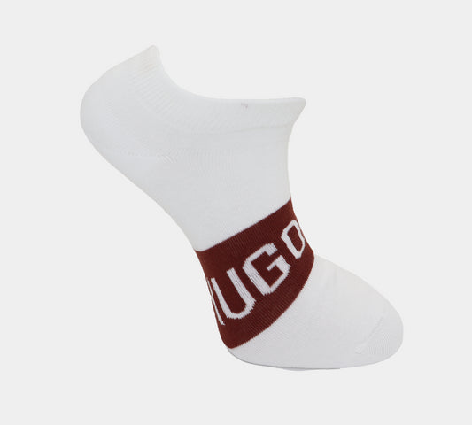 Hugo Boss Two-Pack 50428744102 Cotton Blend Ankle Socks White/Brown UK 5.5-11