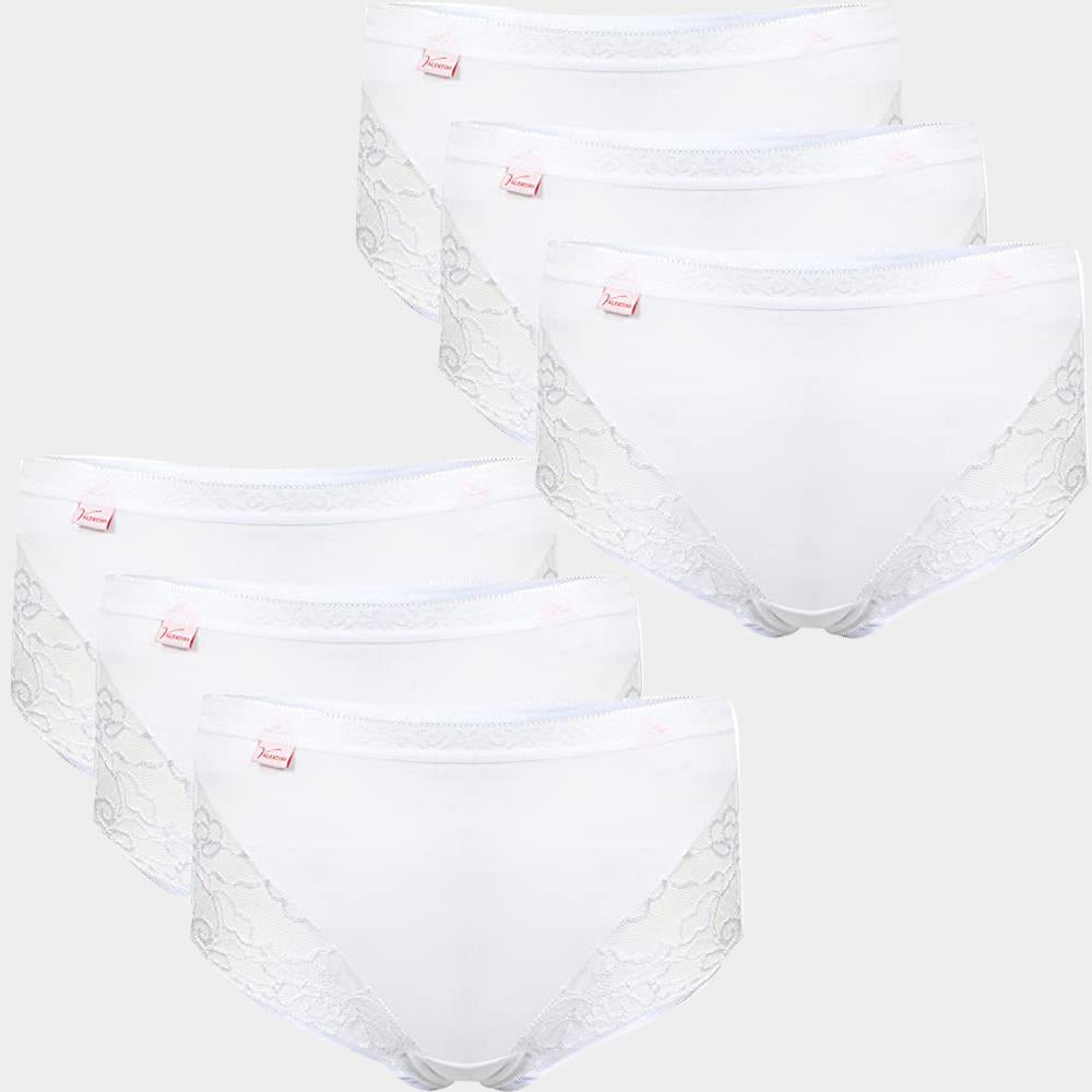 Lot de 6 slips en dentelle grande taille Valentina pour femme blanc