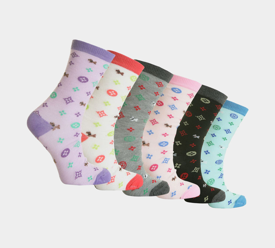 Women's Smart Suit Work Golf Cotton Blend Socks Coloured Design Multi Collor UK 4-7