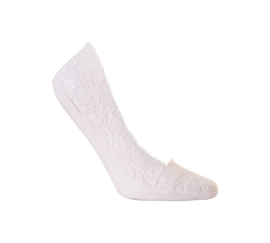 1 Pair High Quality Laced Design Invisible L10804 Socks White UK 4-7